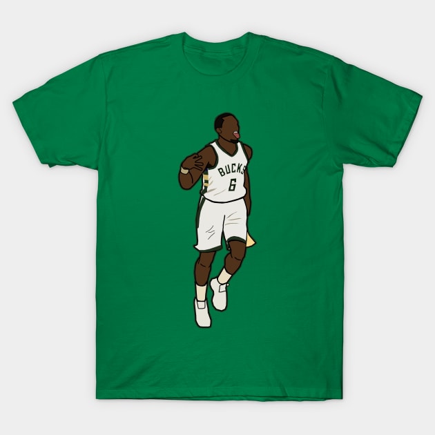 Eric Bledsoe 3 Point Celebration - NBA Milwaukee Bucks T-Shirt by xavierjfong